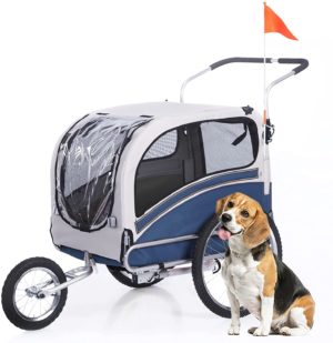 anour 2 in1 pet bicycle trailer and jogger travel carrier suitable for big and medium dogs folding storage 20303l