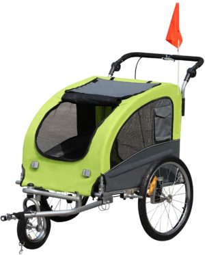 aosom elite ii 2 in 1 pet dog bike trailer and stroller with suspension and storage pockets