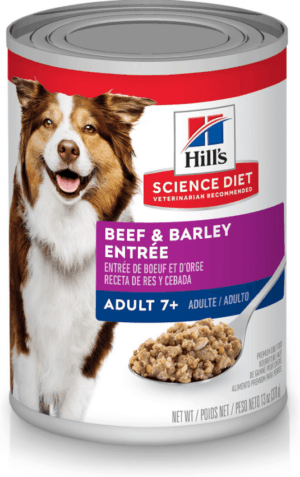 hills diet 7 beef barley entree dog food
