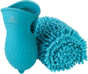 masterpetz dog paw cleaner portable with towel 2 in 1 pet foot washer cup and cleaning brush silicone paw cleaner for medium large puppy cats massage grooming