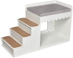 multifunction indoor dog pet multi level bed window perch platform wood stairs bunk bed condo for dog cats 24 h white