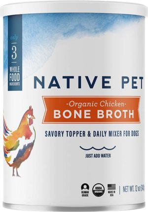 native pet organic bone broth for dogs and cats human grade protein powder rich source of collagen for dogs food mixer and topper with chicken and sweet potato
