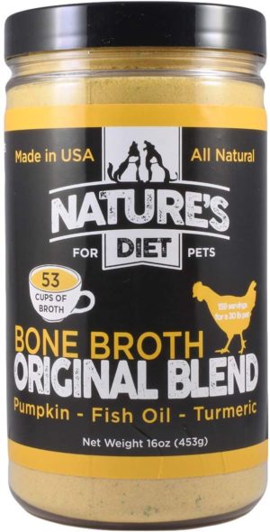 natures diet pet bone broth protein powder with pumpkin fish oil and turmeric
