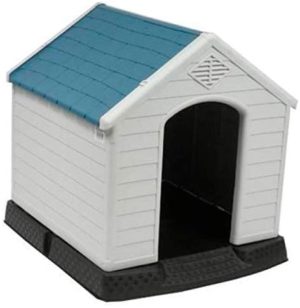 nono plastic indoor outdoor dog house small to medium pet all weather doghouse puppy shelter white blue roof