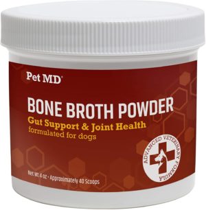 pet md bone broth for dogs dog food toppers with vitamins amino acids natural joint and digestion support made from grade a free range elk bone powder