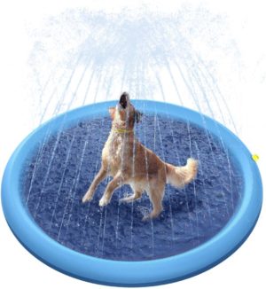 peteast splash sprinkler pad for dogs kids dog bath pool thickened durable bathing tub pet summer outdoor water toys