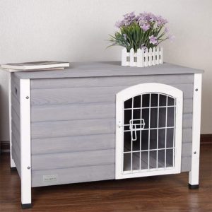 petsfit indoor wooden dog house with wire door for small dog