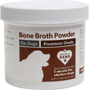 project paws bone broth for dogs with powdered elk antler and bone collagen and mineral rich food topper for dogs whole food superfood powder multivitamin for dogs
