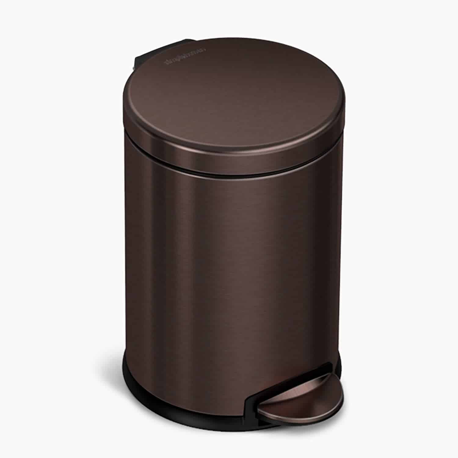 11 Best Dog Proof Trash Can Reviews 2021 To Keep Your House Clean   Simplehuman 4 5 Liter 1 2 Gallon Round Bathroom Step Trash Can Dark Bronze Stainless Steel 