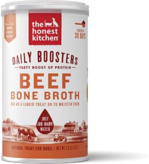 the honest kitchen daily boosts instant beef bone broth liquid treat with turmeric for dogs and cats