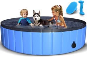 tneltueb pet swimming pool for large dogs collapsible dog pool with pet brush dog chew toy foldable kiddie pool plastic pet bathing tub outdoor swimming pool for kids and dogs cats