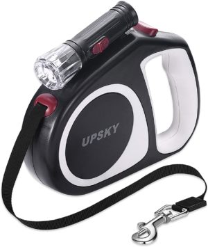 upsky retractable dog leash 16 ft scalable dog walking leash with bright flashlight for small medium moving free one button break lock