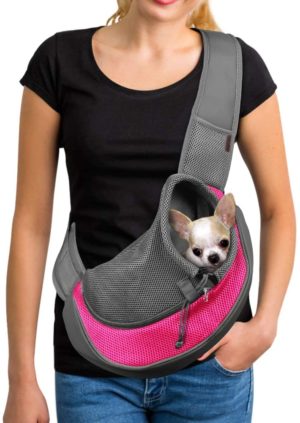 yudodo pet dog sling carrier breathable mesh travel safe sling bag carrier for dogs cats