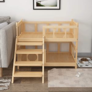 yyao wooden pet bed dogcat bunk bed3